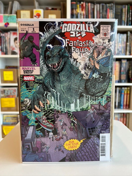 Godzilla vs. Fantastic Four #1 (Nick Bradshaw - Monster Homage Var)