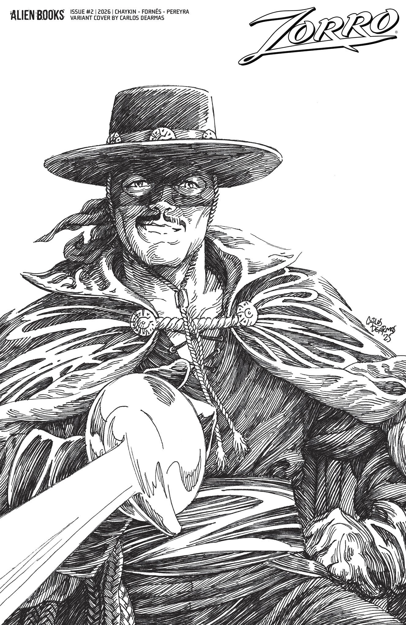 ZORRO #2 DEARMAS B&W VAR